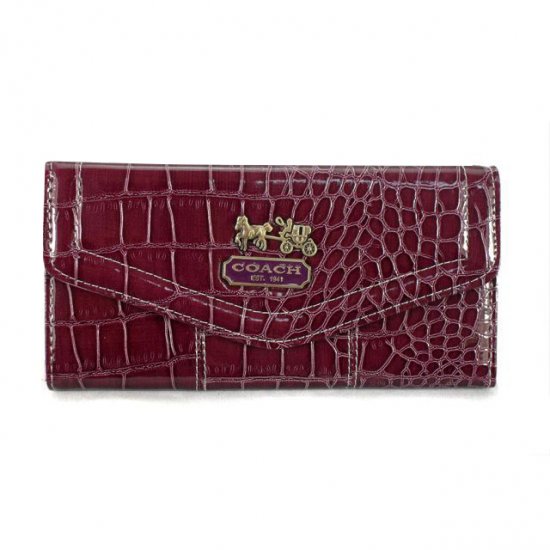 Coach Madison In Embossed Large Dark Red Wallets EDR | Women